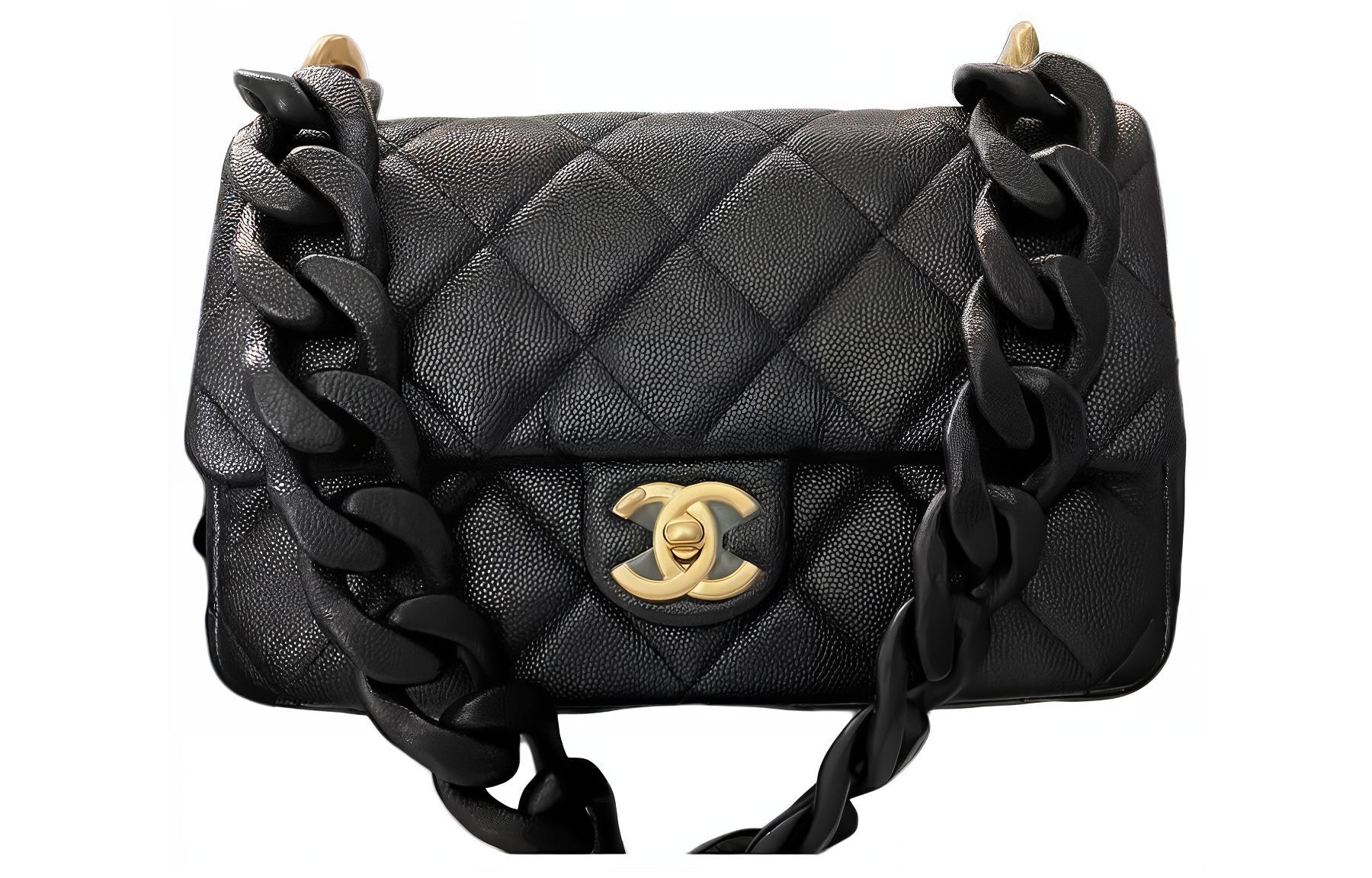 

Зернистая Кожа Личи Телесного Цвета Сумка Через Плечо Женская Черная CHANEL