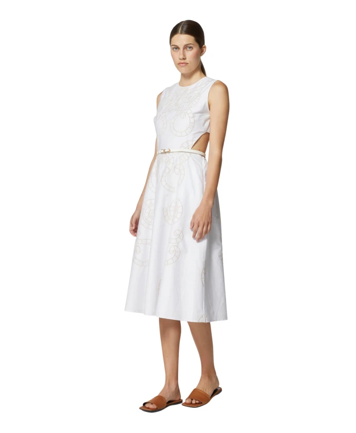 

Платье миди с вышивкой и вырезами. Silvian Heach, белый