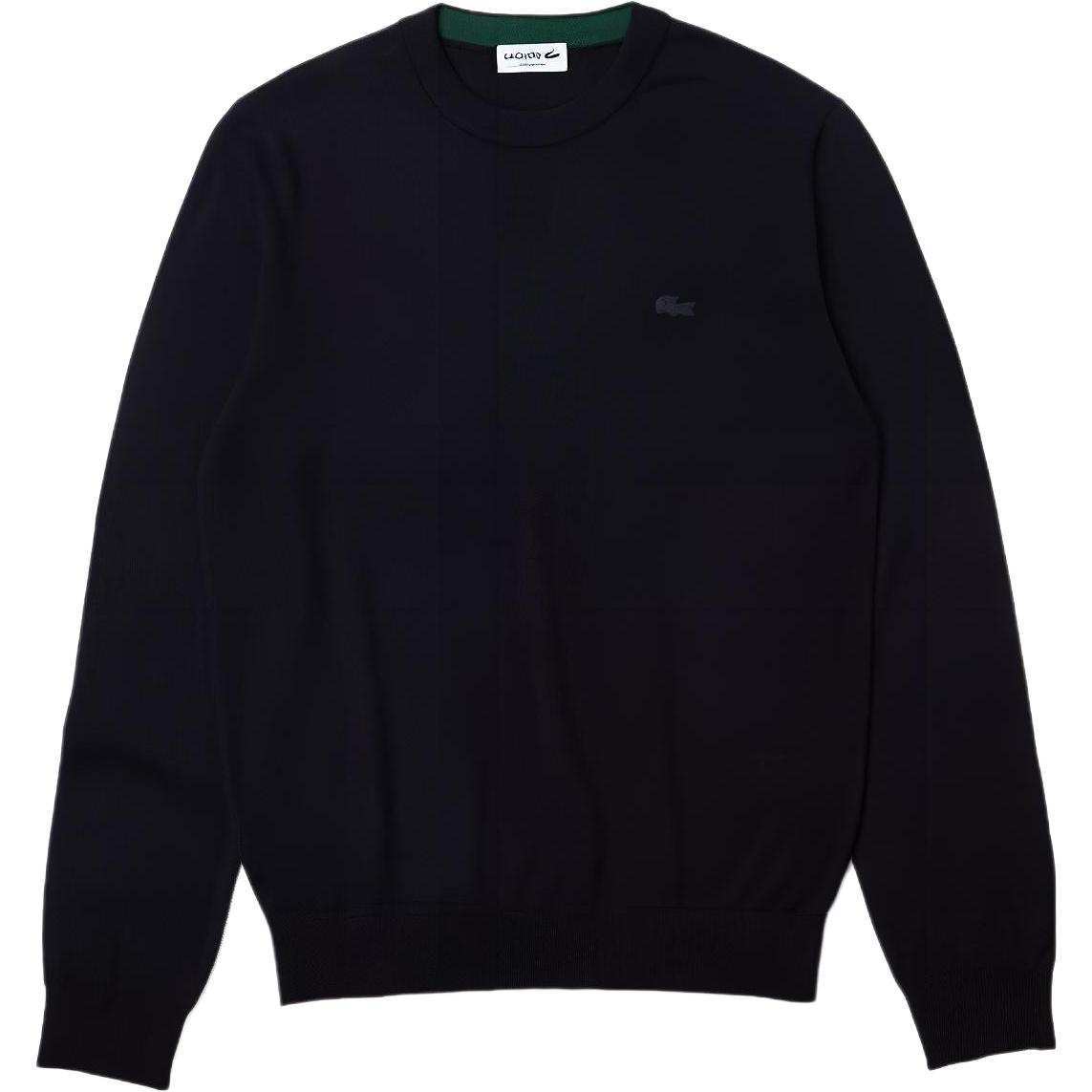 

Вязаный джемпер с круглым вырезом и нашивкой-логотипом LACOSTE, темно-синий
