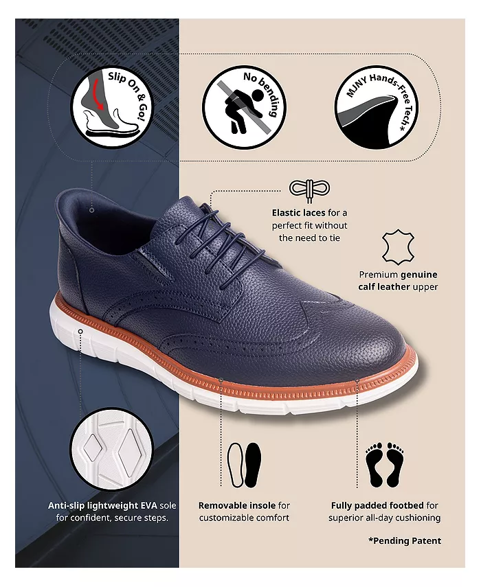 Hill Street технология Hands-Free Slip On кожаные оксфорды Wingtip Marc Joseph New York, синий — фото 3