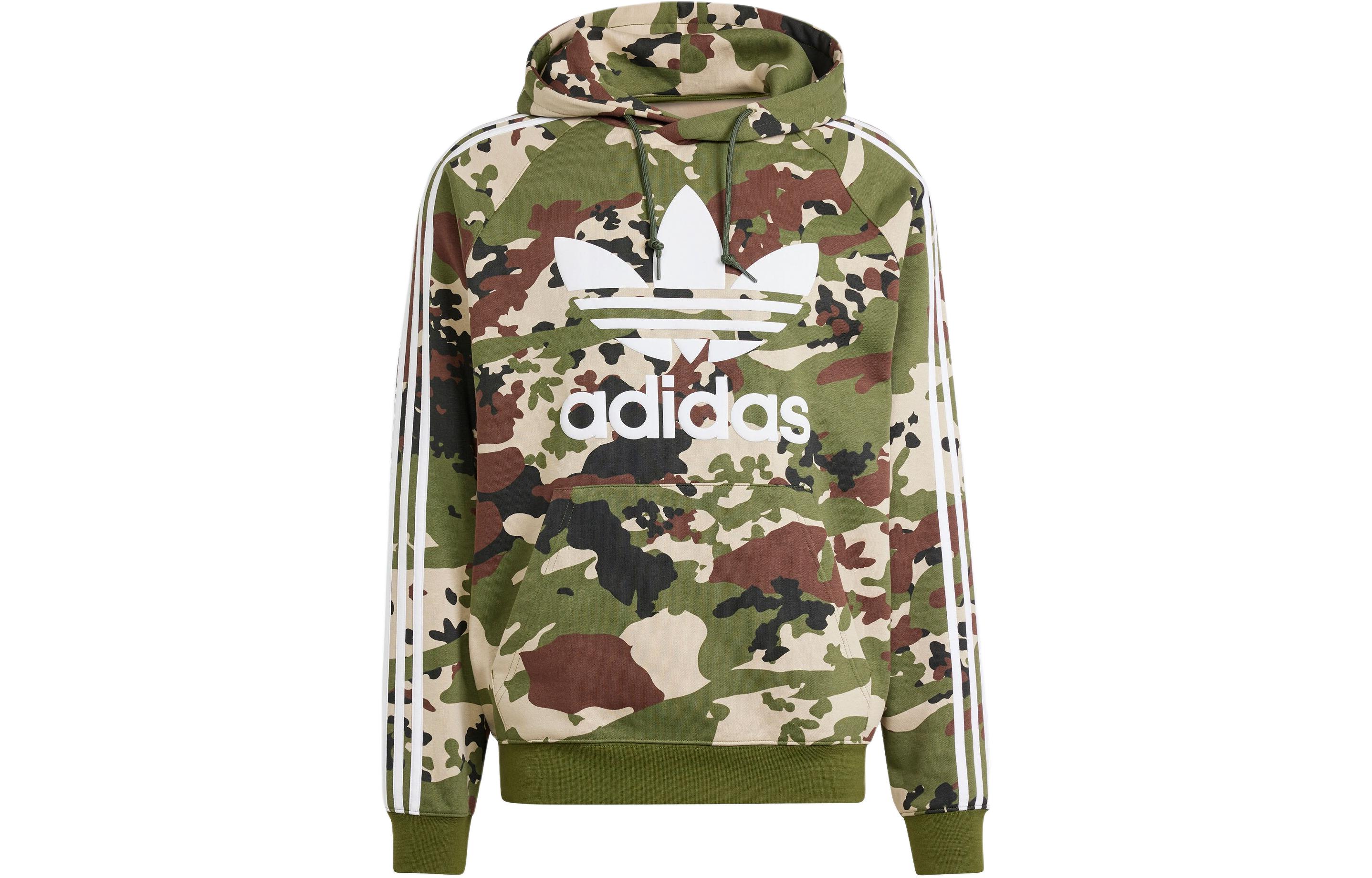 Камуфляжный худи зеленый Adidas Originals, хаки — фото 3