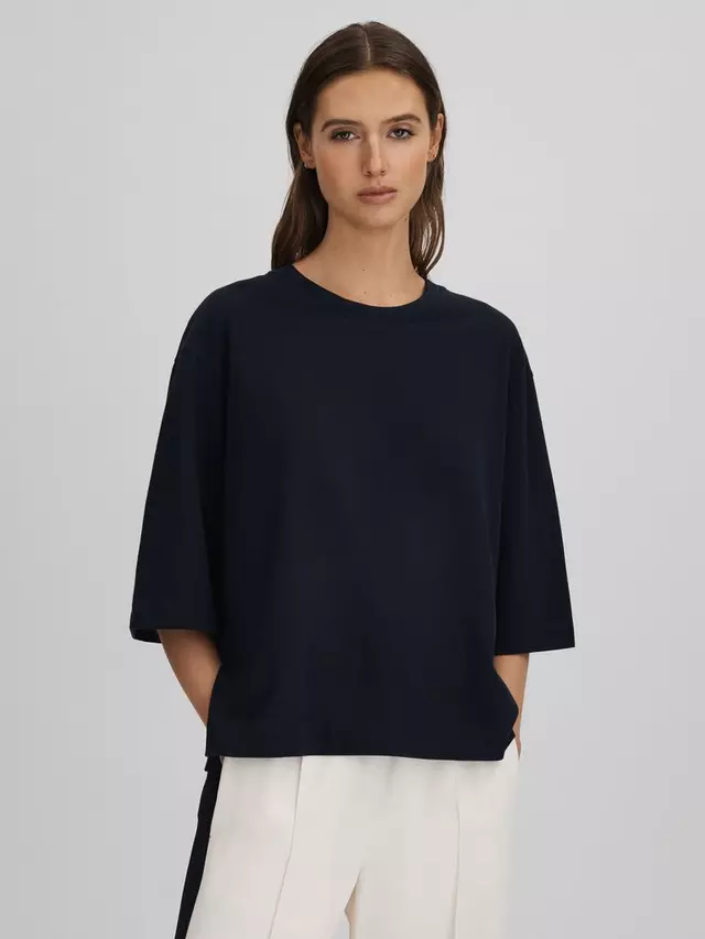 

Футболка Reiss Cassie Oversized, темно-синий
