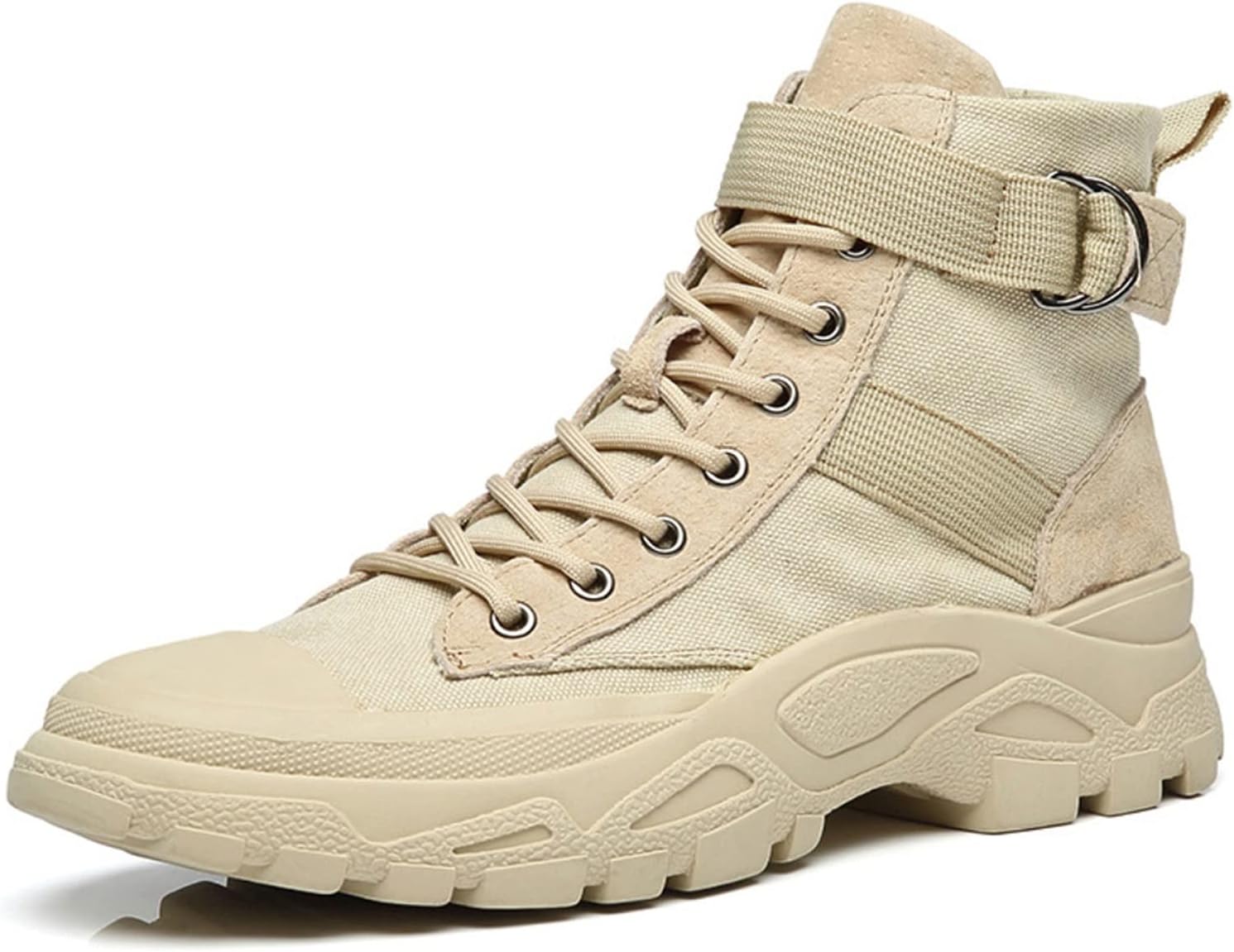 

Высокие походные ботинки, мужские пустынные ботинки, винтажные высокие кроссовки из ткани, ботинки с шнуровкой до щиколотки, удобные и дышащие, для походов, альпинизма и путешествий на открытом воздухе Rishengchang, бежевый