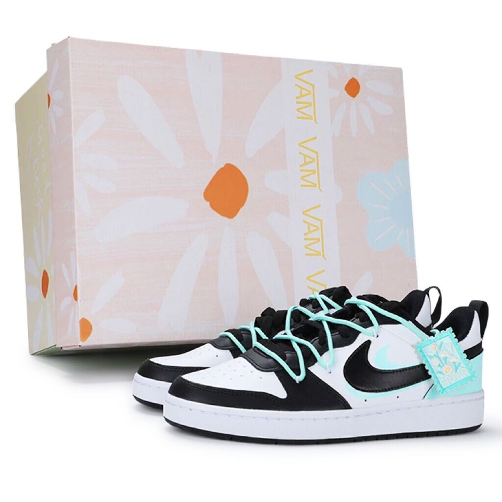 

Кроссовки Nike Court Borough Skateboard Shoes Women's Low-Top Black Green, Черный, Кроссовки Nike Court Borough Skateboard Shoes Women's Low-Top Black Green