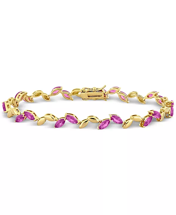 

Браслет из розовых сапфиров, выращенных в лаборатории, и полированных звеньев огранки «маркиз» (9,5 карата) Macy'S, gold