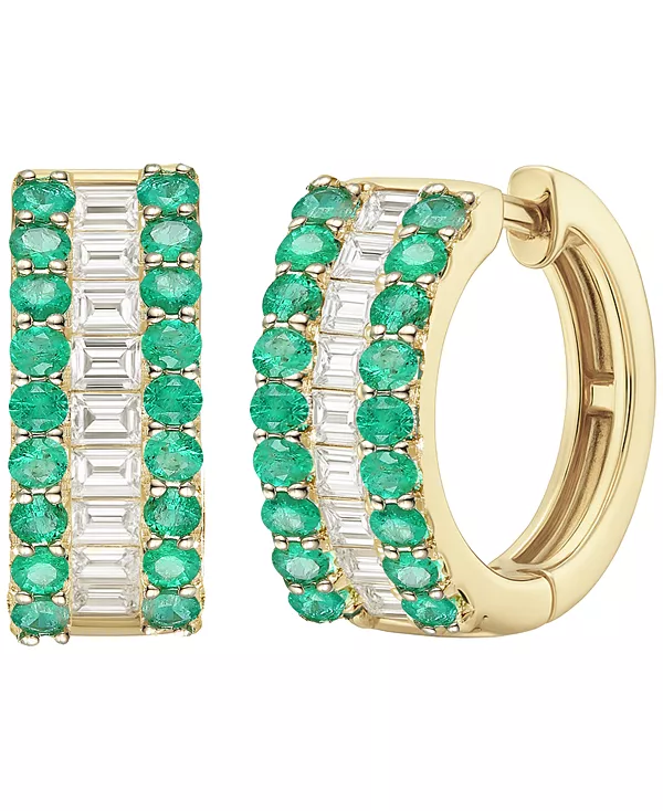 

Серьги-Кольца с драгоценными камнями и бриллиантами (1/4 карата) из 14-каратного золота (также из 14-каратного белого золота) Macy'S, emerald