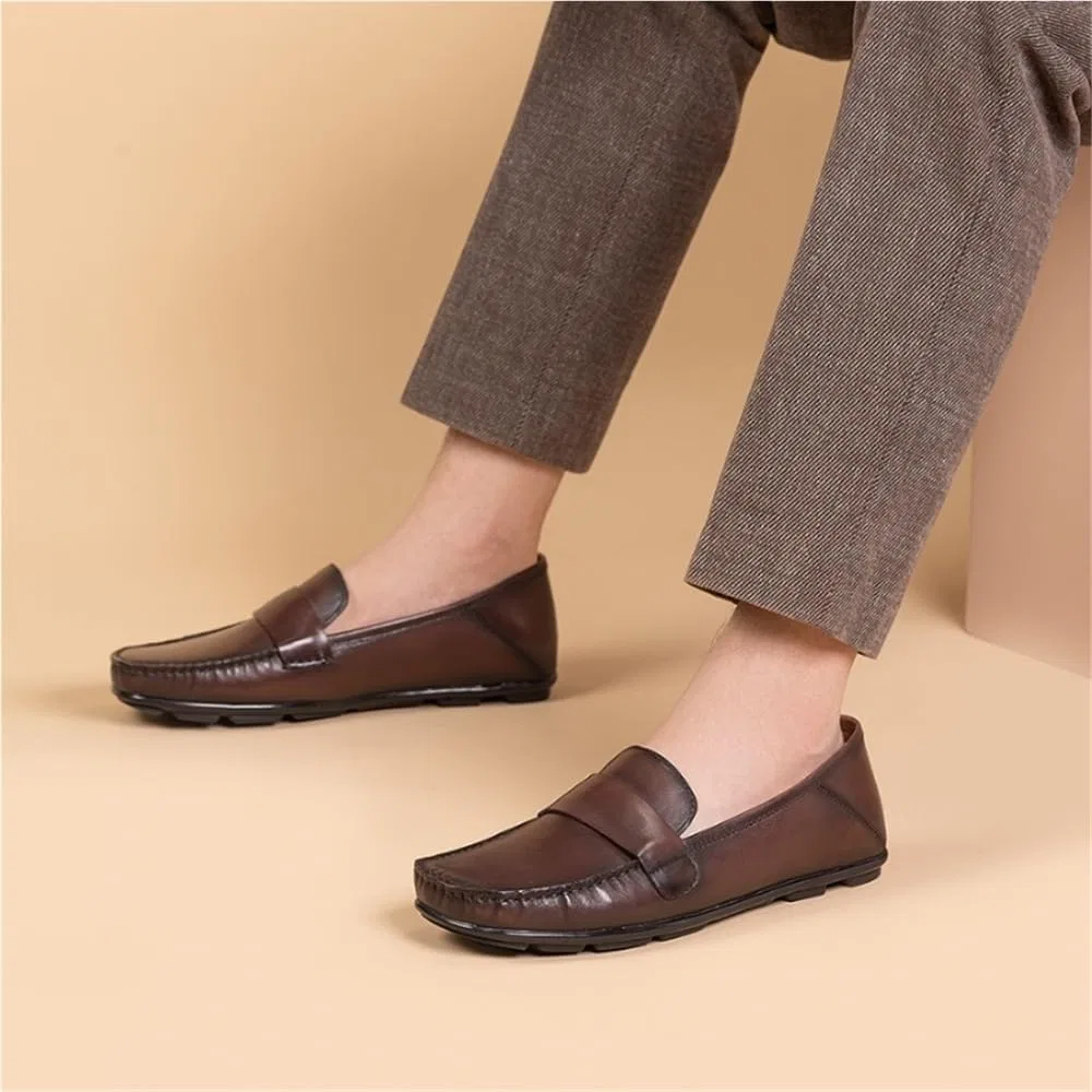 Лоферы мужские кожаные, Moccasin, коричневый DHFIRUFSHLO — фото 2