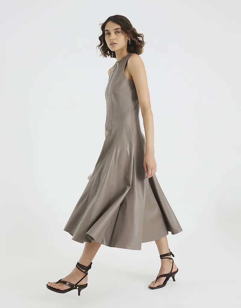 

Платье миди River Island из искусственной кожи приталенного кроя, тёмно-серого цвета