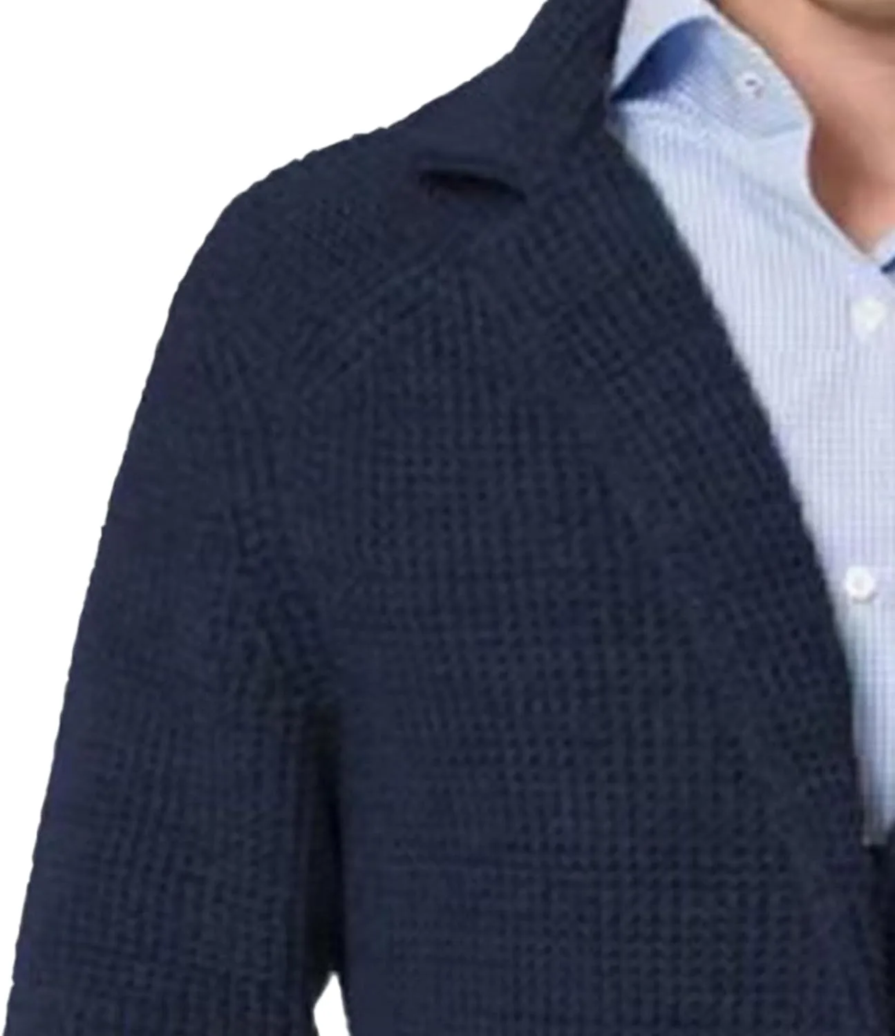 Мужской кардиган с воротником-шалью, кабельной вязкой и Slim Fit — фото 3