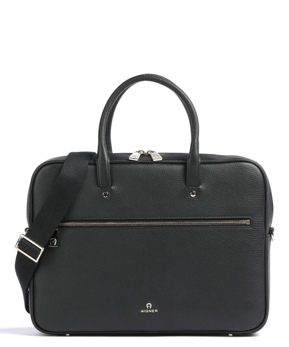 

Портфель Ivy 14 дюймов из зерненой яловой кожи Aigner, черный