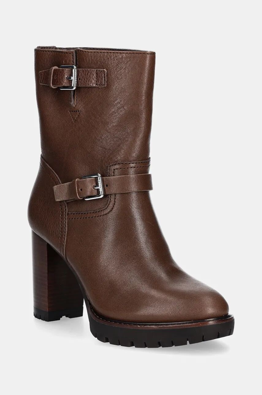 Кожаные ботильоны Lauren Ralph Lauren Lyvia до щиколотки, коричневый