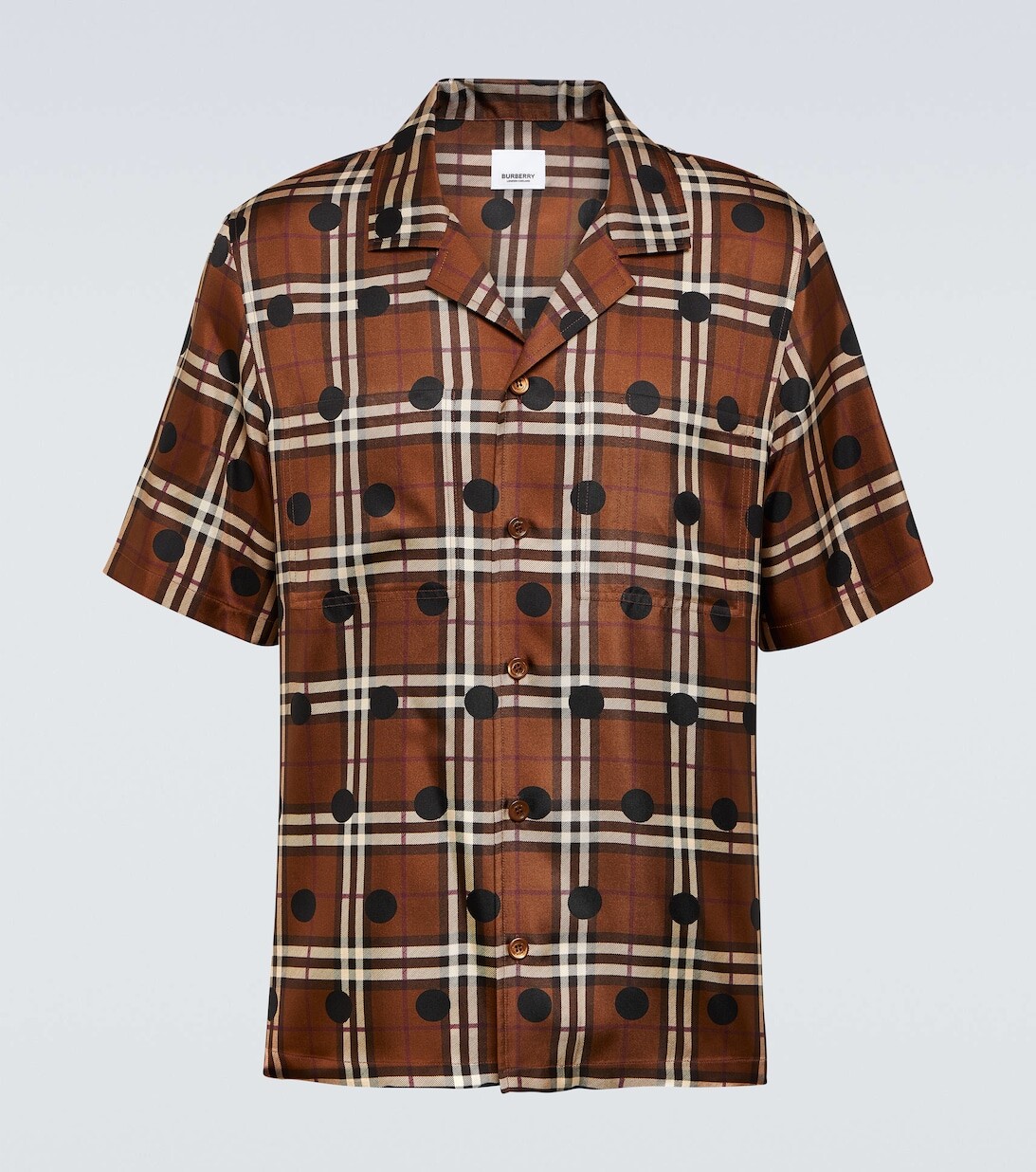 

Рубашка из шелкового твила в клетку в горошек Burberry, коричневый