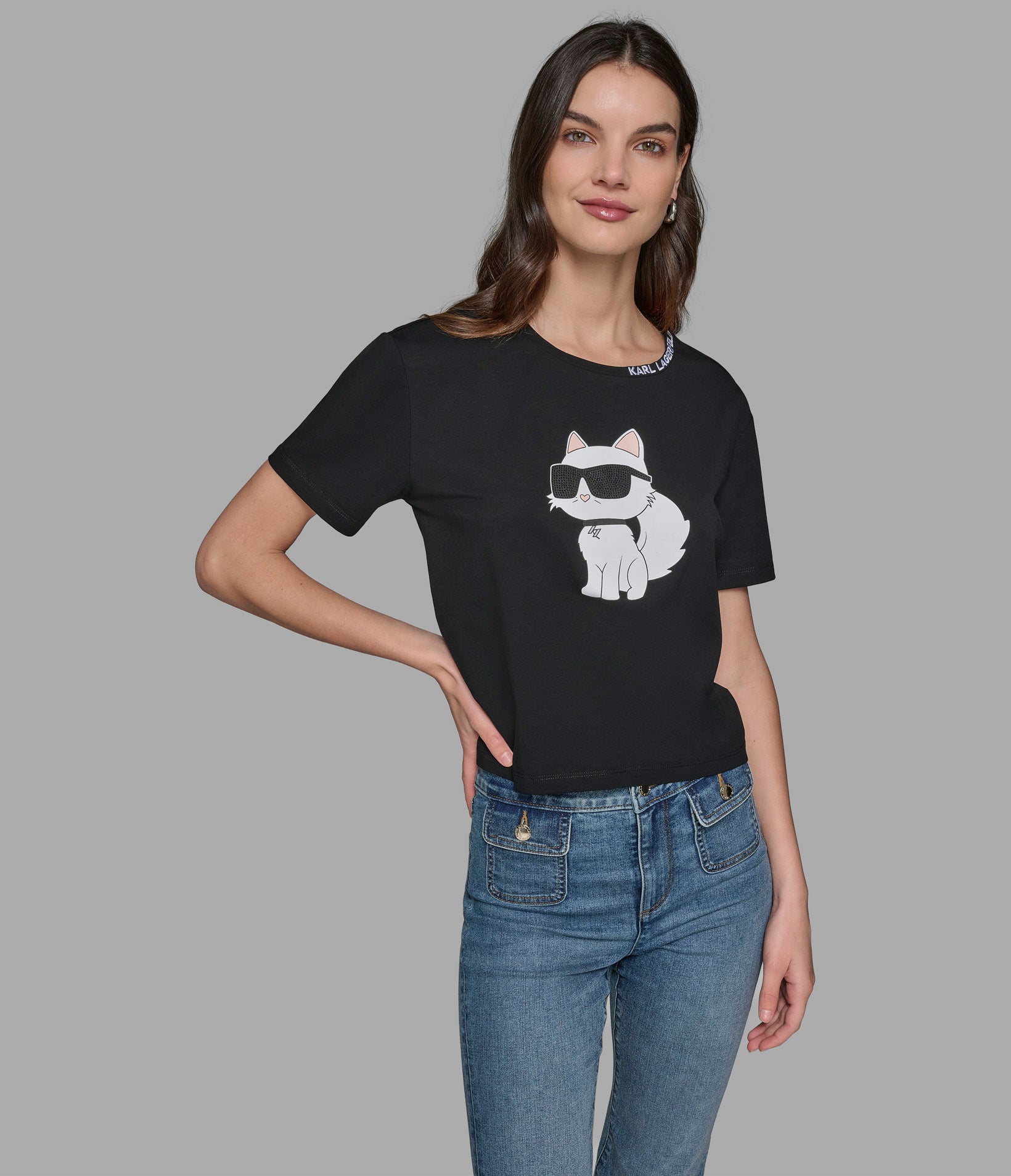

Футболка с логотипом choupette KARL LAGERFELD PARIS, черный