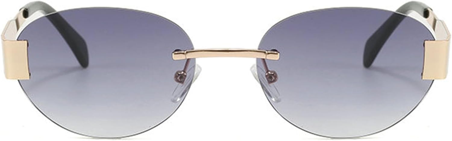 

Женские солнцезащитные очки Helena Fashion Oval, роскошные без оправы, дизайнерская металлическая оправа, мужские классические винтажные круглые очки с защитой от УФ-излучения UV400, C5
