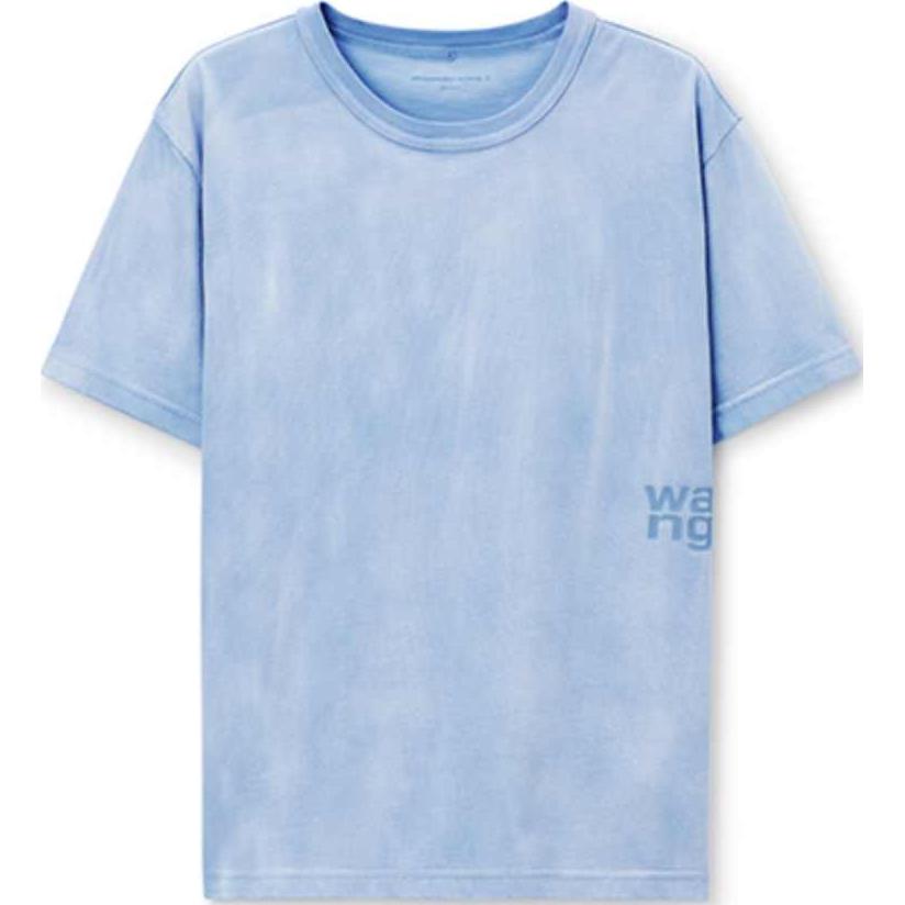 Alexander Wang Футболка с коротким рукавом T By Essential Jersey Puff Logo, выстиранная в бледно-голубом цвете — фото 2
