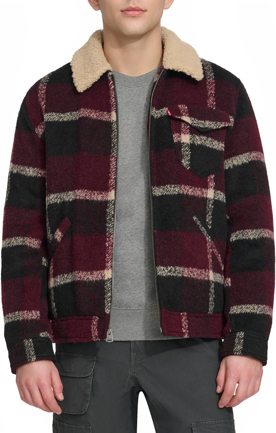 

Мужская куртка Levi's из шерстяной смеси Levi's Depot, Burgundy/Black Plaid