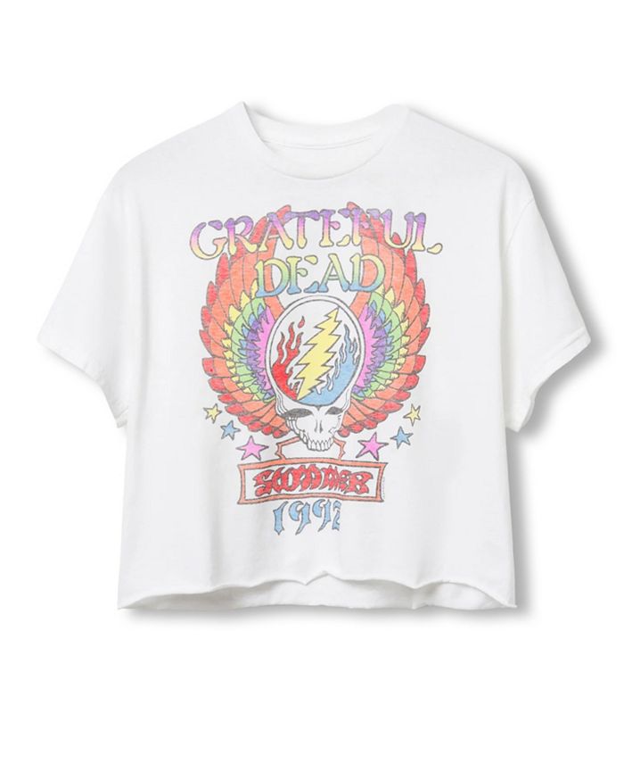 

Женская укороченная футболка Grateful Dead с черепом и крыльями "Flea Market" Junk Food Clothing, белый