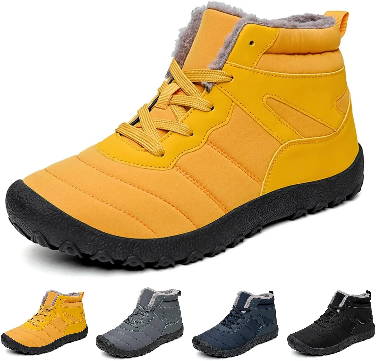 Мужские зимние снегоступы-кроссовки XDFVC, минималистичные, с меховой подкладкой, водонепроницаемые, желтые