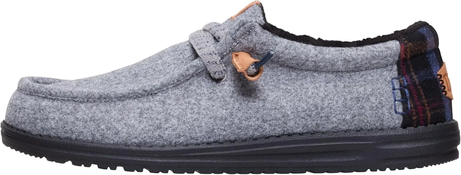 Мужские лоферы HEYDUDE Wally Cozy Plaid Downtown | Легкие и удобные, с подкладкой из искусственной шерпы, Smoke Grey Multicoloured