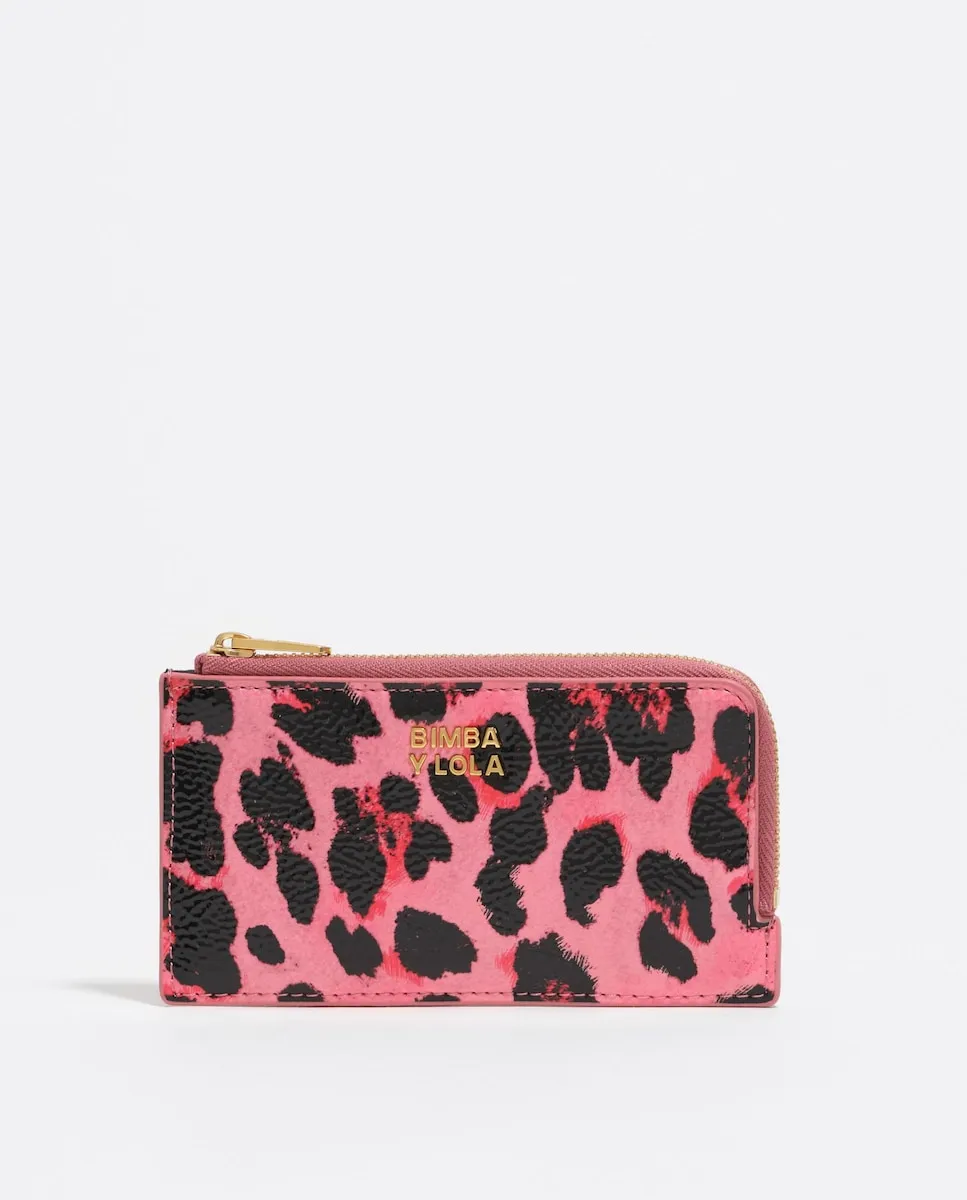 

Женский кошелек с блестящей текстурой, принт леопард Bimba y Lola, розовый