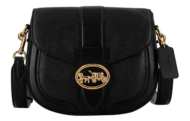 

Кожаная сумка Georgie Bacchus через плечо седло кроссбоди маленькая женская черная COACH