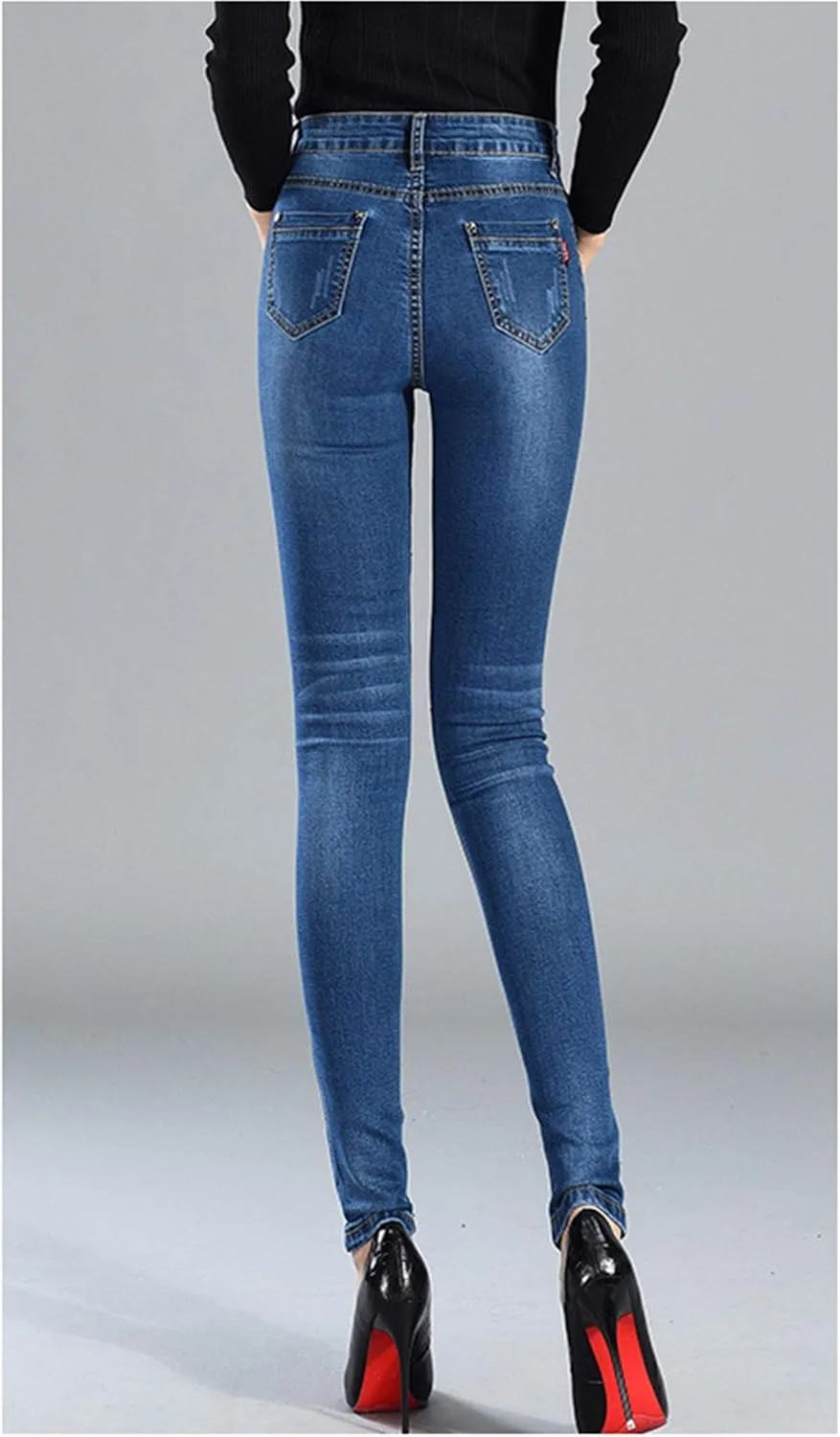 Andongnywell женские зимние утепленные джинсы с флисом — фото 4