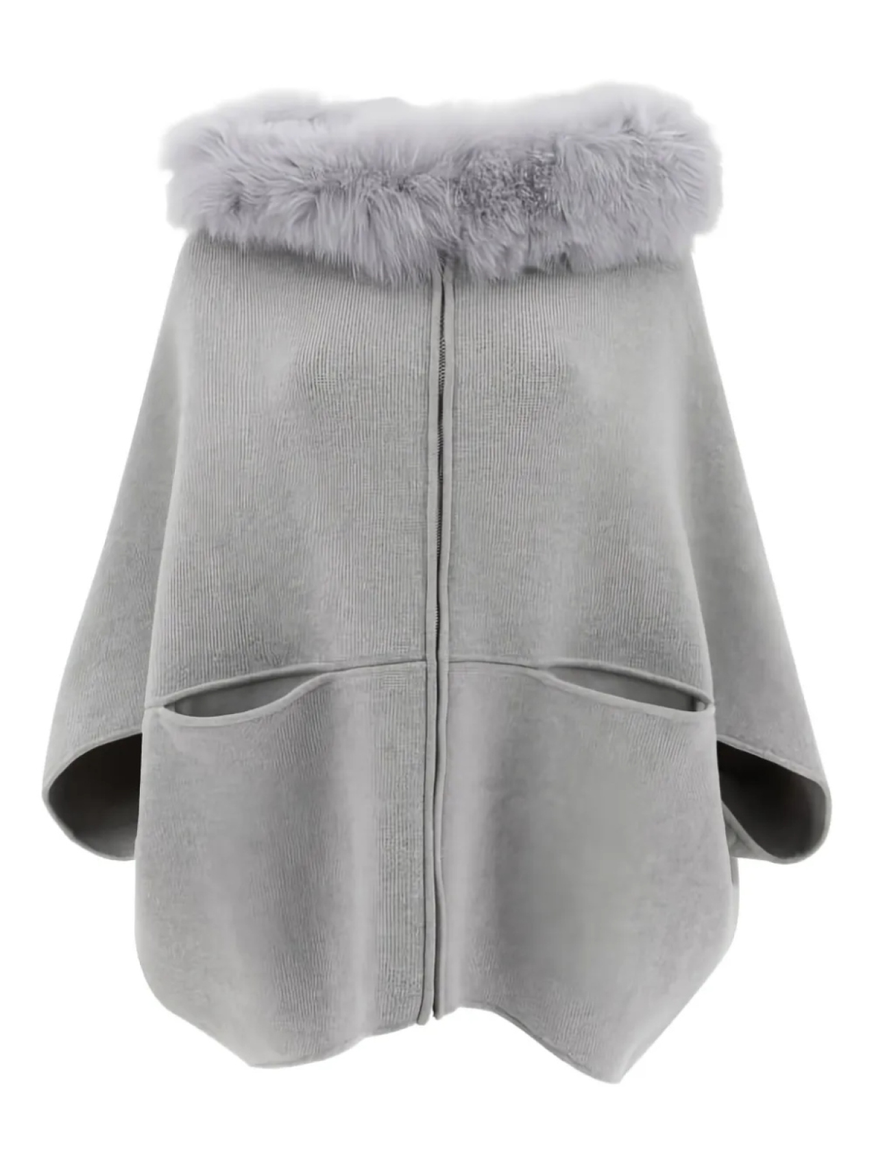 

Пончо GIOVI fur-trimmed zip-front cape, серый