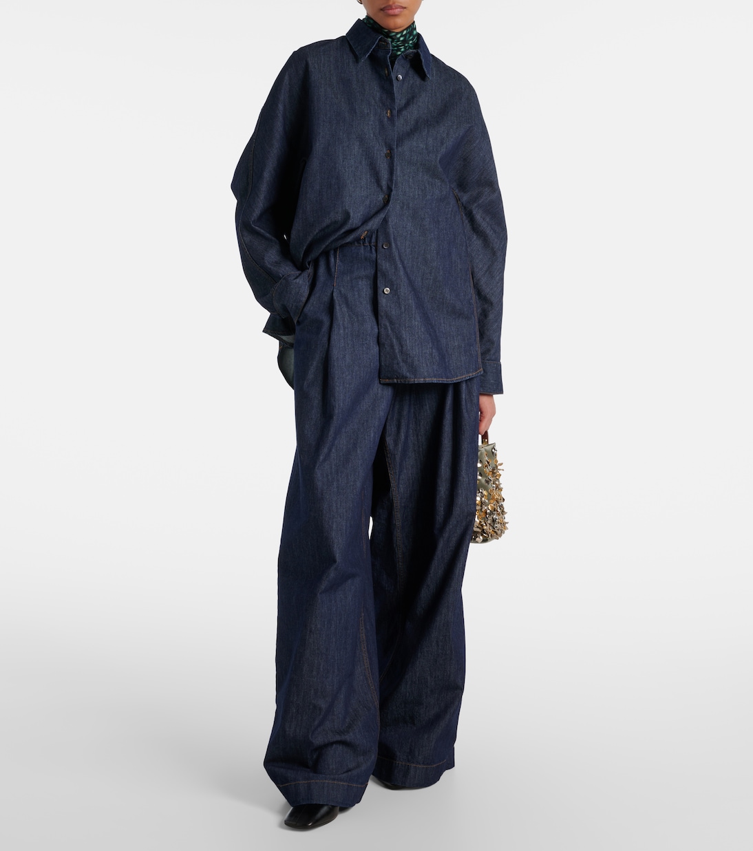 Джинсы с высокой посадкой и широкими штанинами Dries Van Noten, Indigo — фото 2