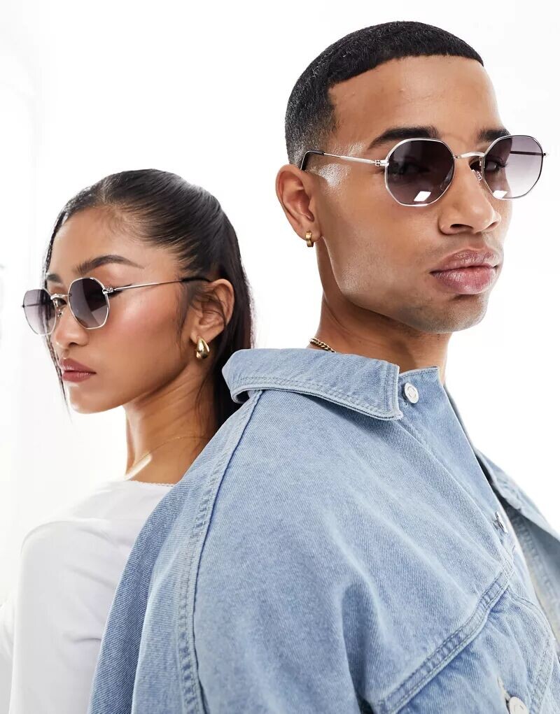 

Солнцезащитные очки Jeepers Peepers в круглой серебристой металлической оправе