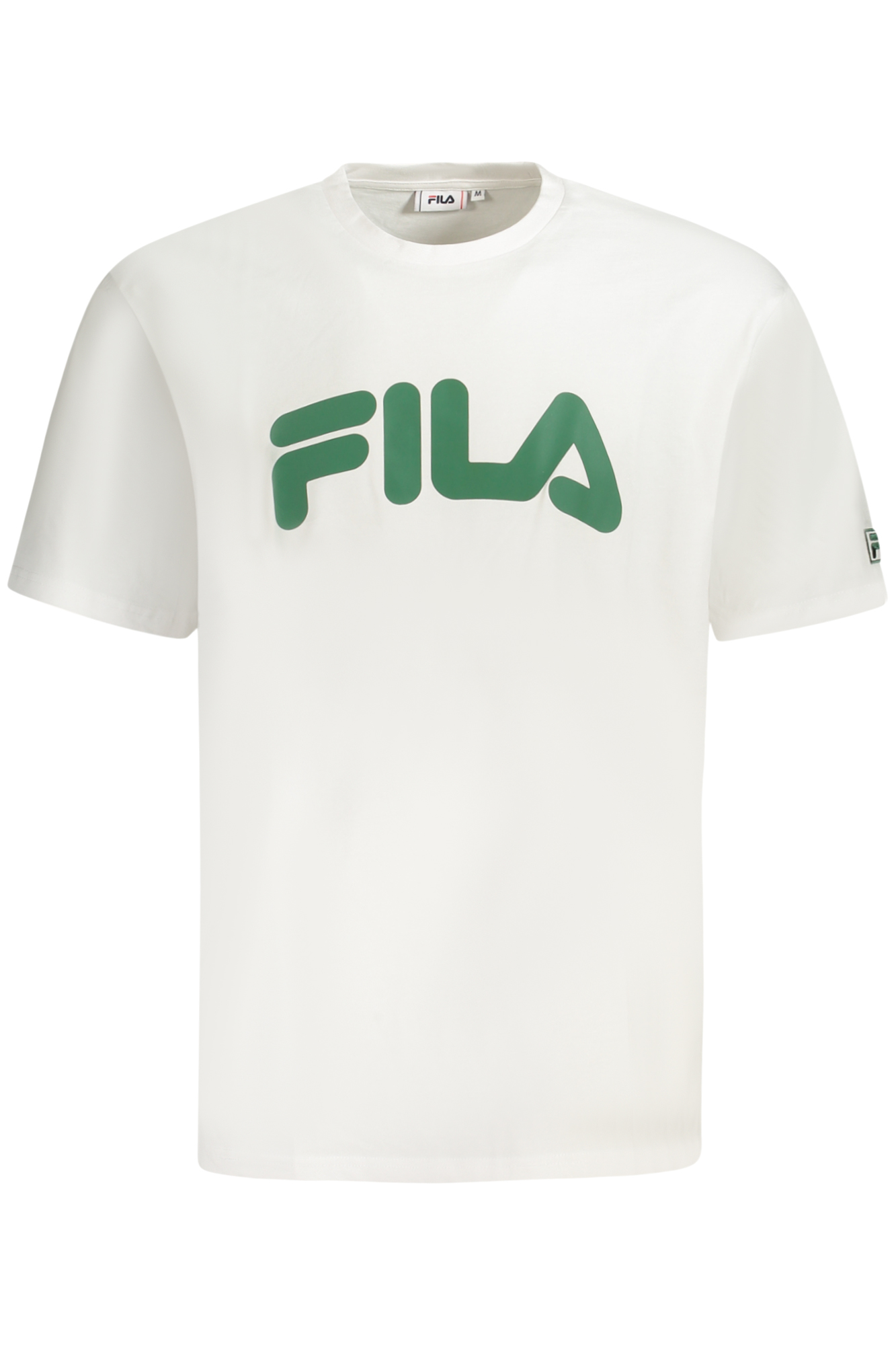 

Мужская футболка Fila хлопковая с зеленым принтом, белый