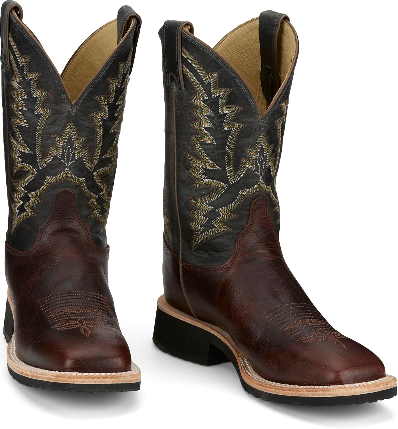 

Мужские ковбойские сапоги Justin Rancho 11 Western Leather - прочные, классический дизайн, комфортная посадка, идеально подходят для ранчо и родео, Cognac