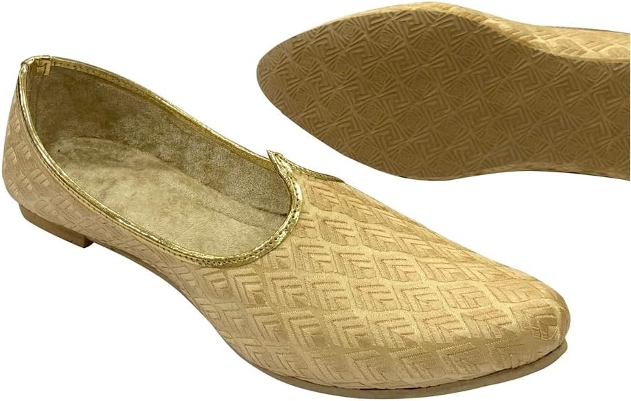 Stop n Style Mens Wedding Shoes Formal Sherwani Handmade Jooti Ethnic Jutti, золотой — фото 4