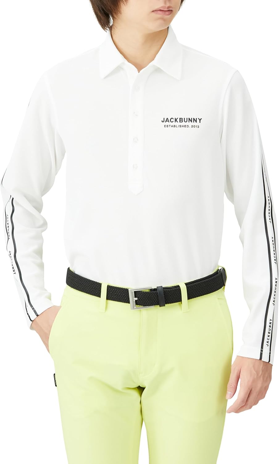 

Мужская рубашка-поло с длинным рукавом Jack Bunny (логотип бренда на рукаве, дышащая) / для гольфа / 262-4161227, белый