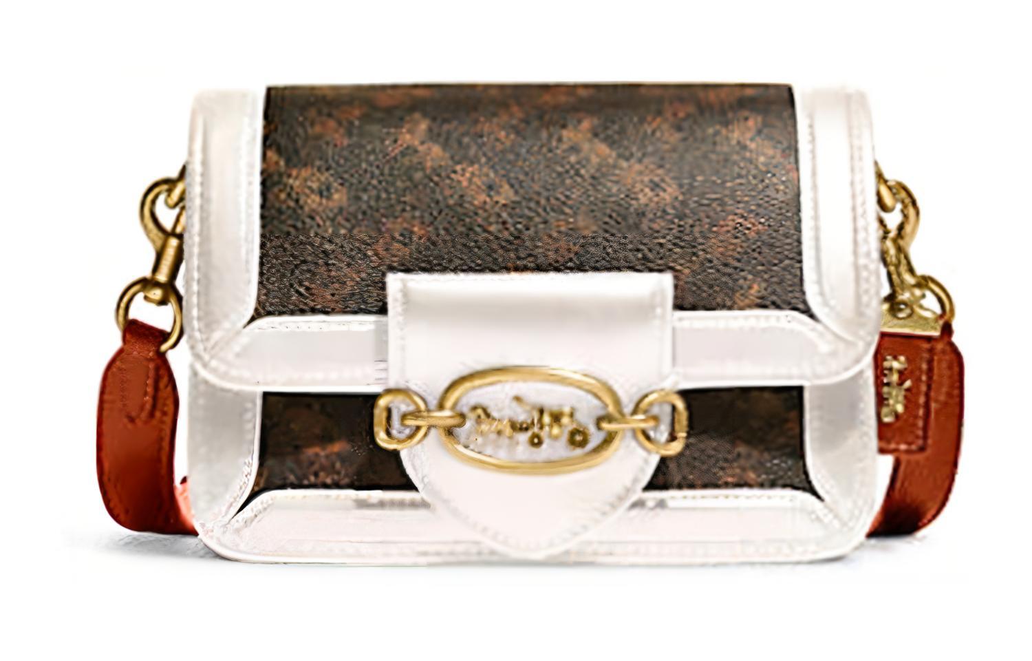 

COACH Сумка Hero из коровьей кожи, через плечо, маленькая женская, темно-коричневого и оранжевого цветов, красного и белого