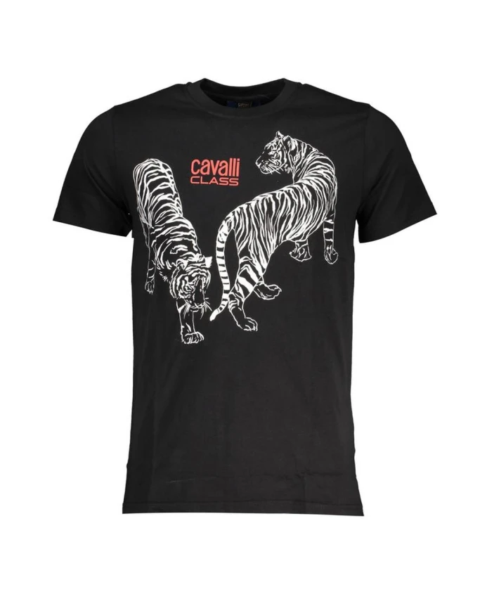 

Хлопковая футболка с графическим принтом Cavalli Class, черный
