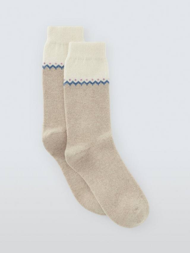 

Носки Fairisle Fleur de Lis из шерсти с кашемиром John Lewis, Ivory