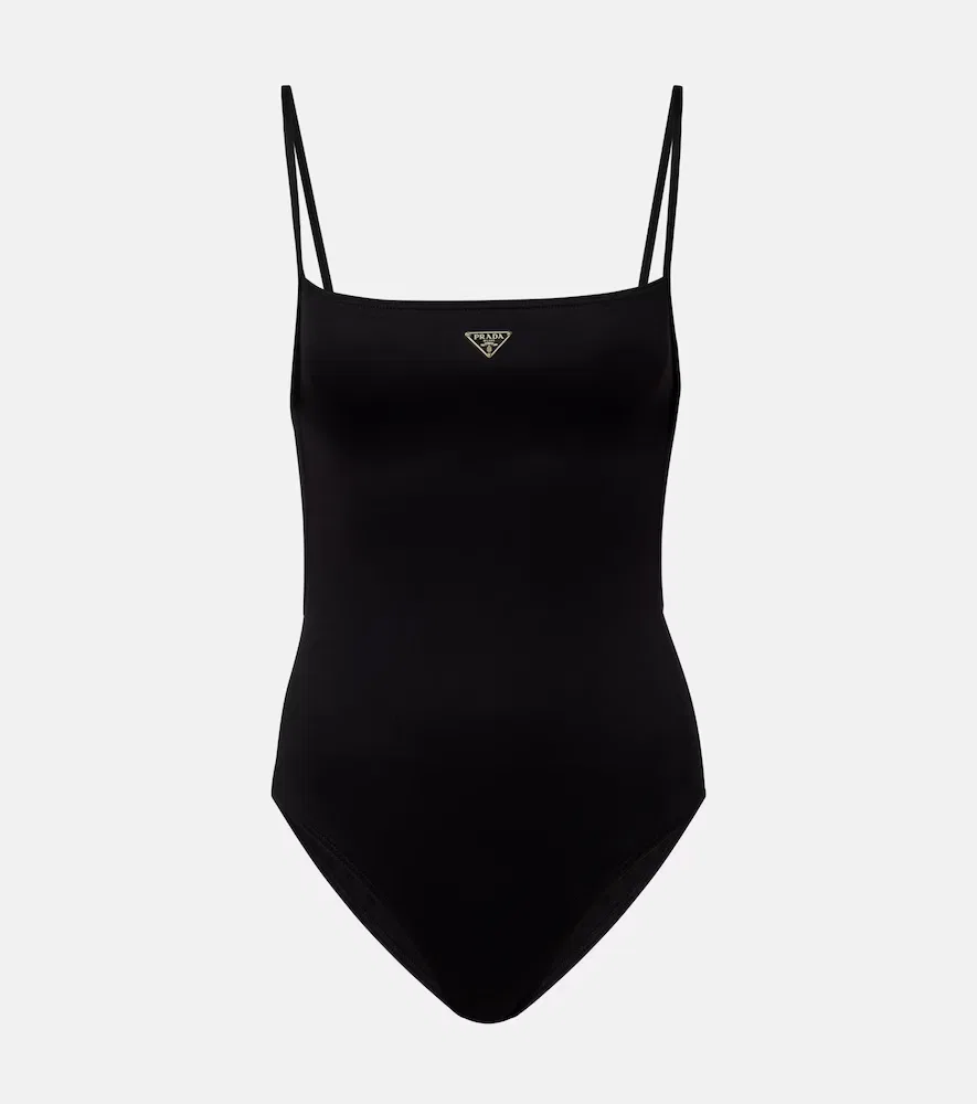 Купальник с логотипом Prada, черный