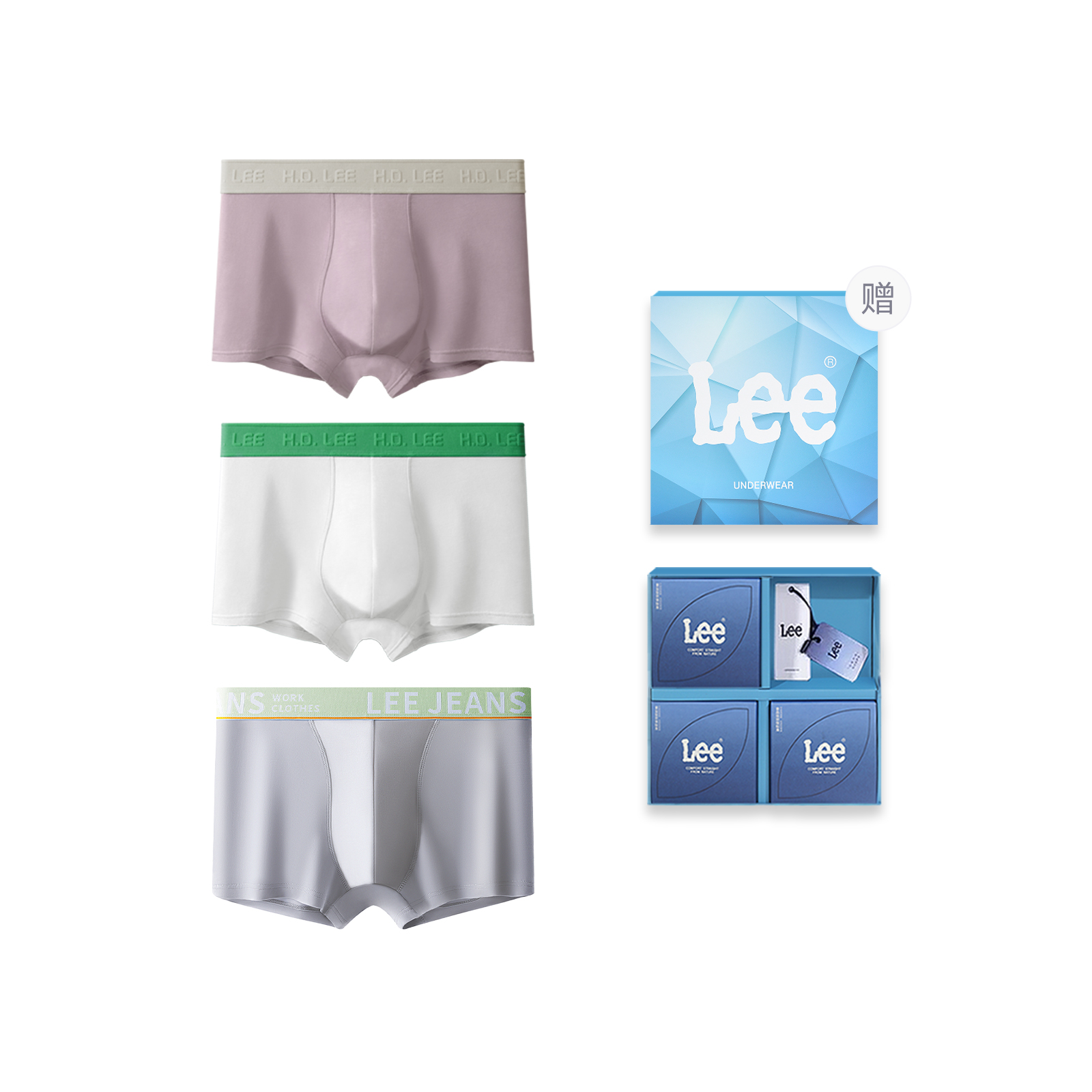 

Трусы мужские бокс 3 шт Lee, светло-серый