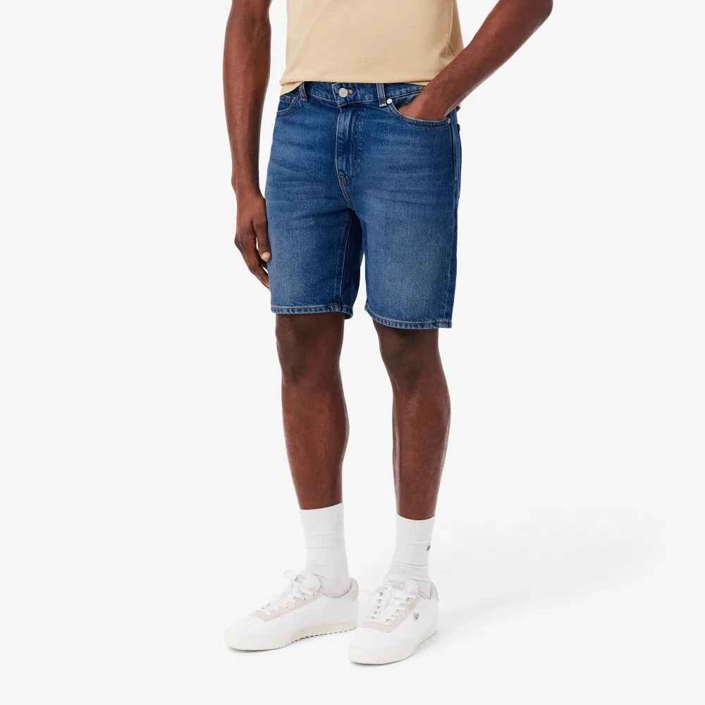 Мужские джинсовые шорты-бермуды тёмно-синие от Lacoste — фото 2