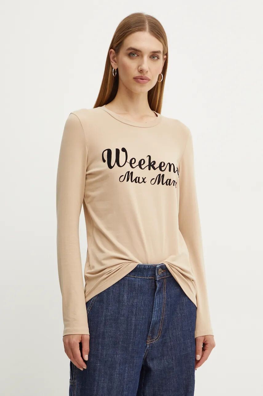 

Хлопковый топ с длинными рукавами Weekend Max Mara, бежевый