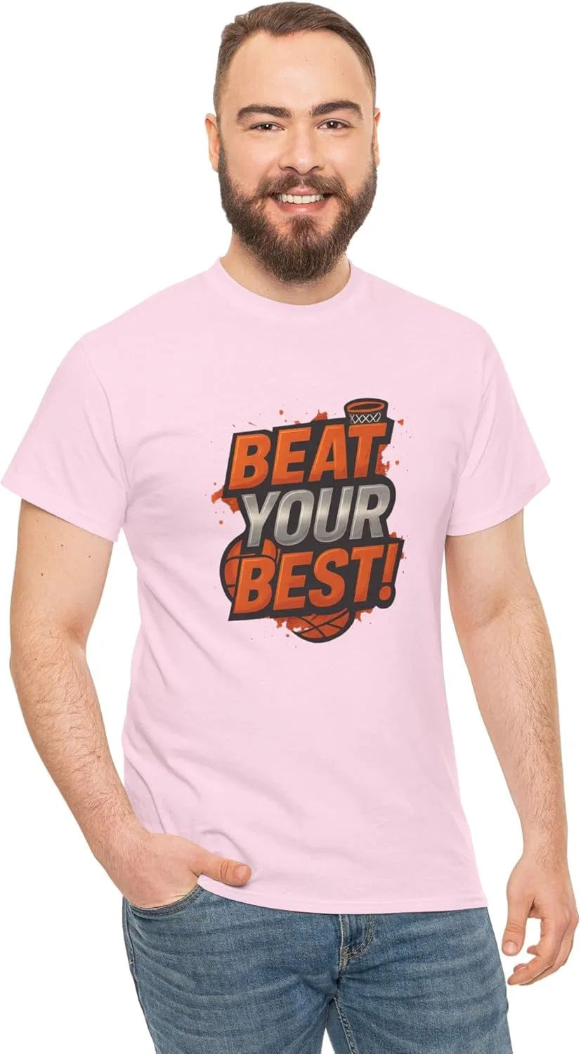 Футболка Unisex Heavy Cotton Tee, бренд GENERIC, цвет Light Pink — фото 4