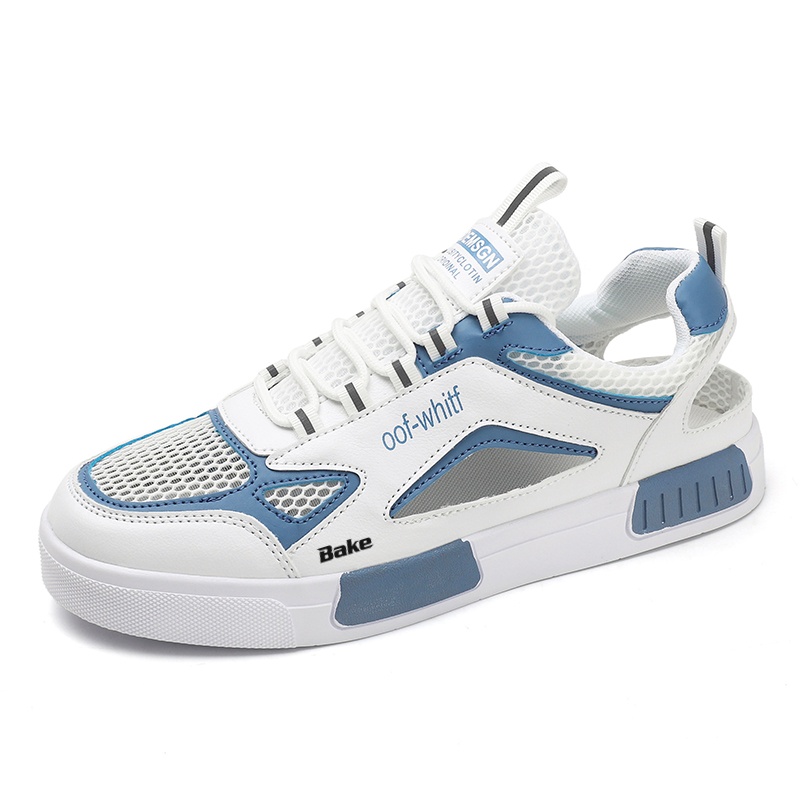 

Нескользящие легкие низкие мужские кроссовки для скейтбординга BAKE, White Blue