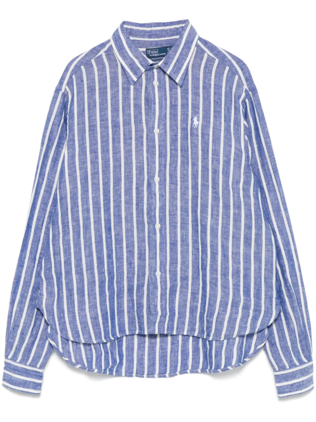 

Полосатая льняная рубашка Polo Ralph Lauren, синий