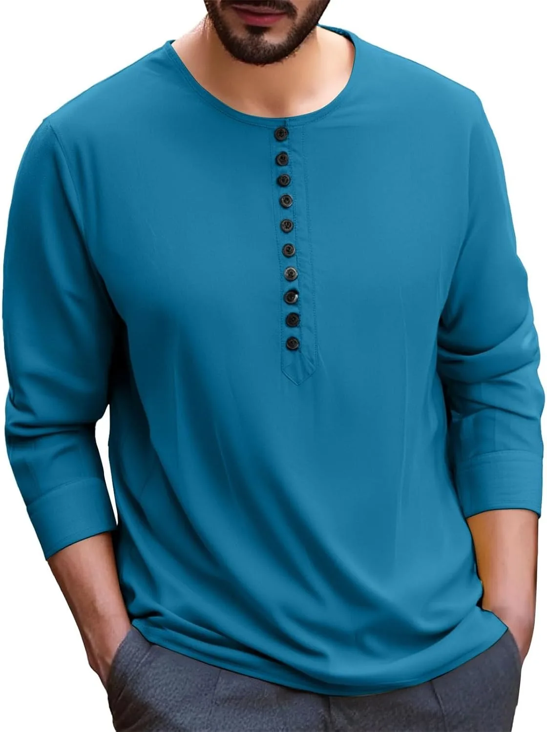 

Мужская футболка поло с длинным рукавом свободного кроя