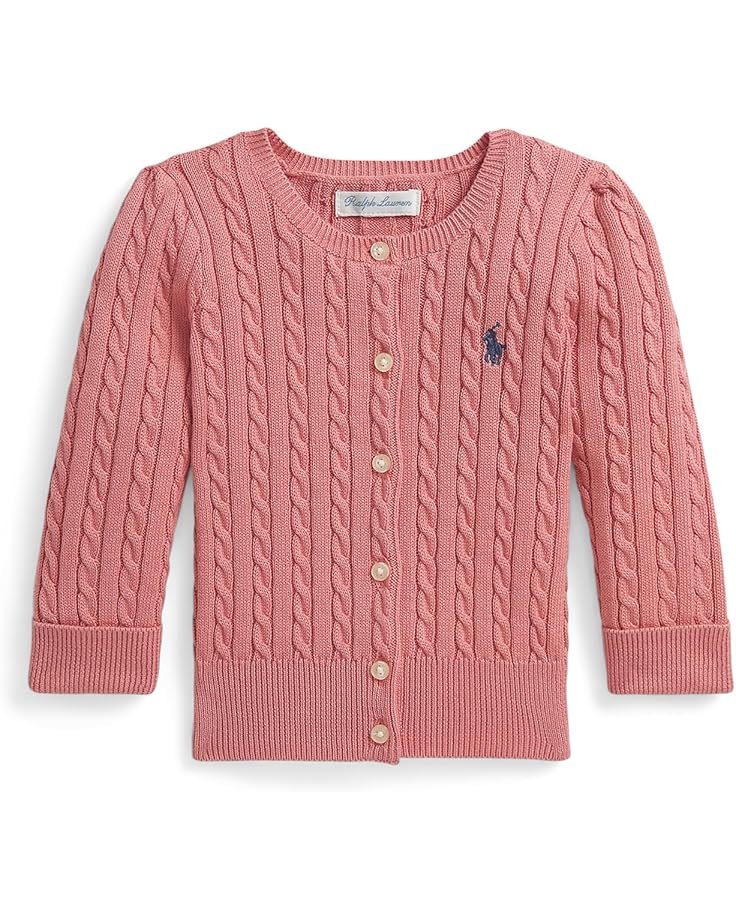 

Свитер Polo Ralph Lauren Kids Mini-Cable Cotton Cardigan, цвет Faded Peony With Navy Polo Player