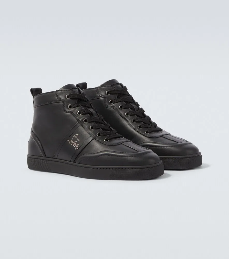 Кожаные высокие кроссовки Retero Christian Louboutin, черный