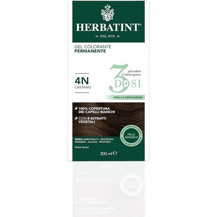 Herbatint Стойкая гелевая краска для волос натуральный коричневый 4N 3 дозы 300 мл — фото 3