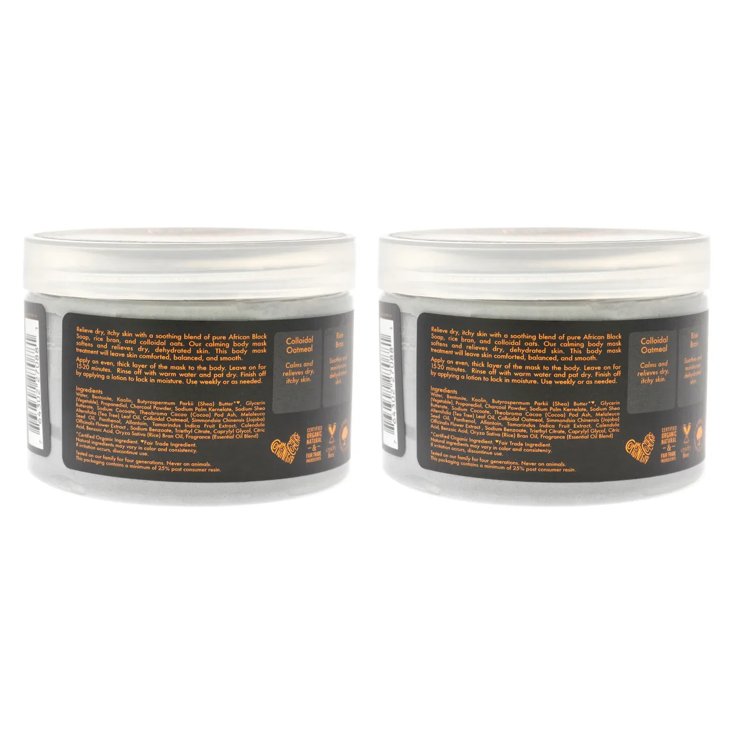 Успокаивающая маска для тела из африканского черного мыла от Shea Moisture (2 шт.), подходит как для мужчин, так и для женщин (355 мл) — фото 2