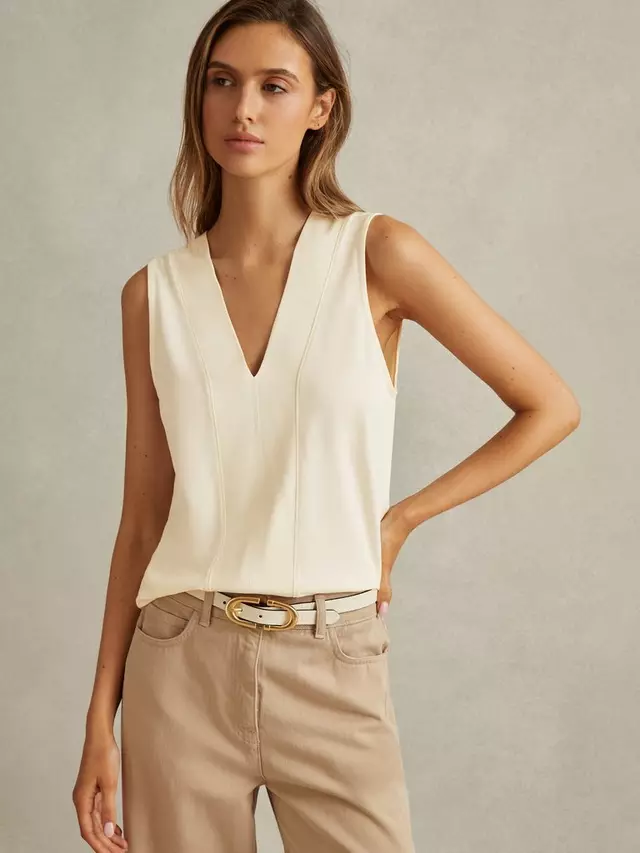 

Топ Reiss Mira V-Neck Sleeveless, слоновая кость