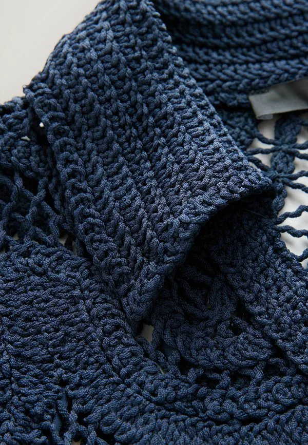 Футболка с открытым воротником и принтом, укороченная для высоких людей. Next, Navy Blue — фото 3